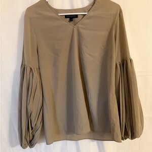 Banana Republic Tan Blouse with Pleated Sleeves